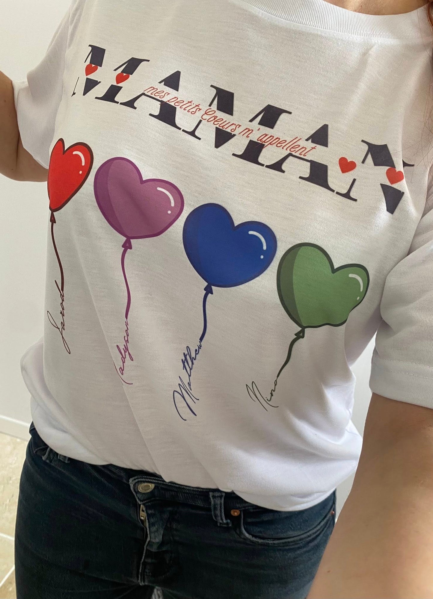 T-Shirt Maman Cœurs Personnalisé