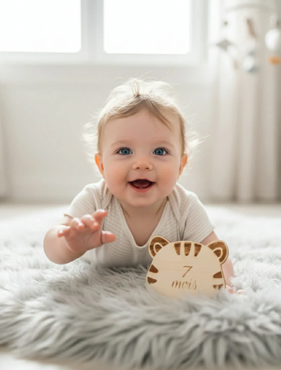 cartes étapes Bébé 1 à 12 mois avec motifs animaux de la jungle