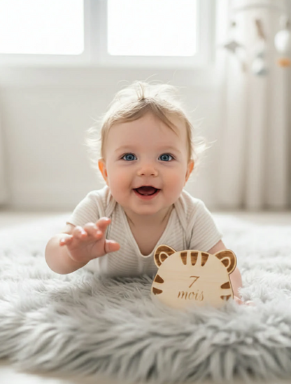 cartes étapes Bébé 1 à 12 mois avec motifs animaux de la jungle