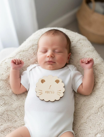 cartes étapes Bébé 1 à 12 mois avec motifs animaux de la jungle