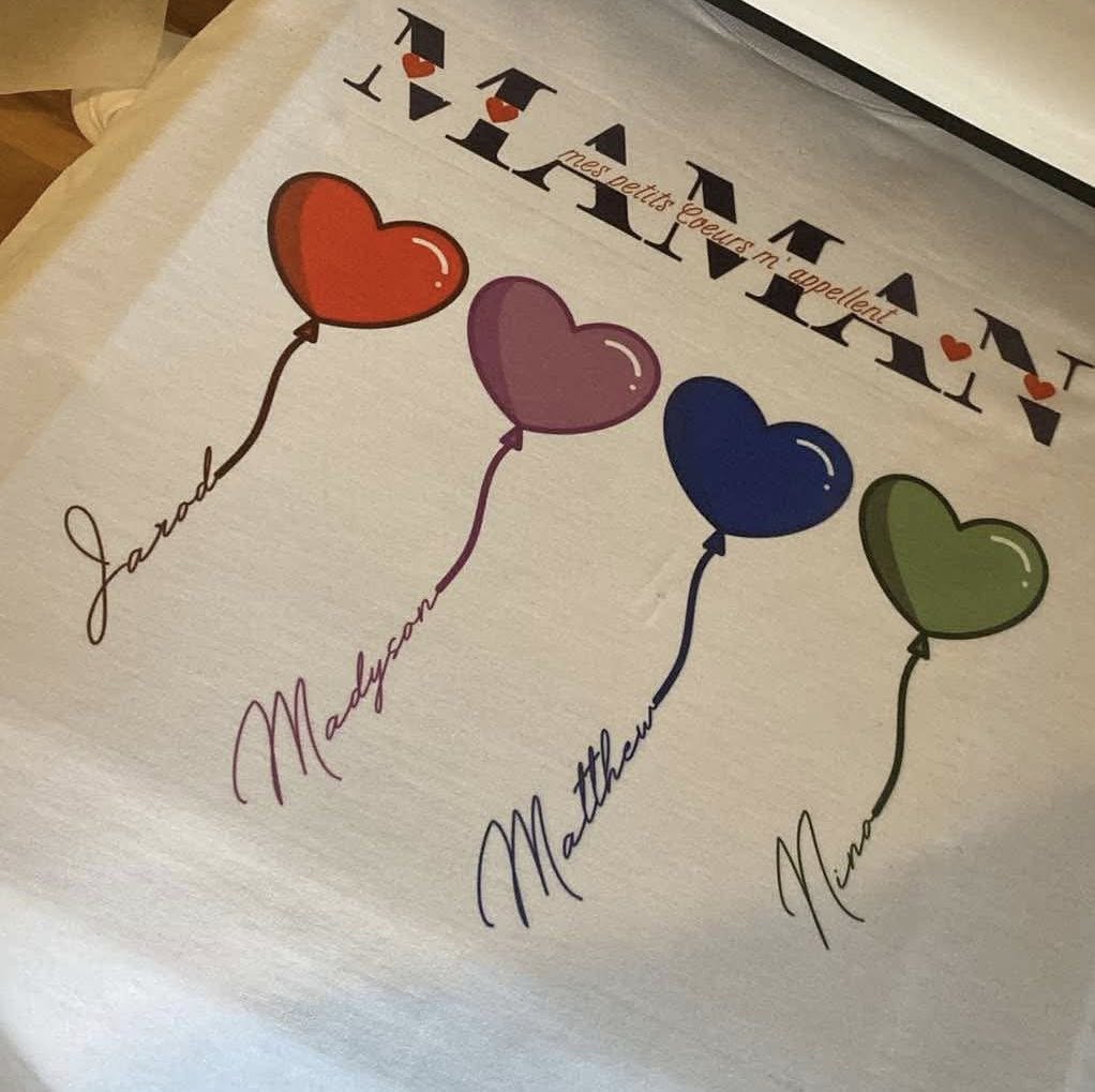 T-Shirt Maman Cœurs Personnalisé